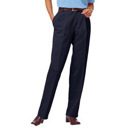 Ladies Twill Pleated Flat Front Pants